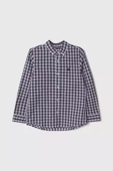 Детская хлопковая рубашка United Colors of Benetton, темно-синий