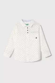 Детская хлопковая рубашка United Colors of Benetton, белый