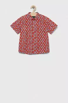 Детская хлопковая рубашка United Colors of Benetton, красный