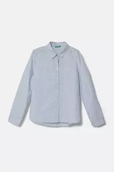 Детская хлопковая рубашка United Colors of Benetton, синий
