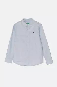 Детская хлопковая рубашка United Colors of Benetton, синий