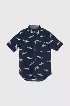 Детская хлопковая рубашка Vans, зеленый