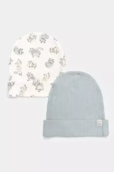 Детская хлопковая шапка, 2 шт. United Colors of Benetton, бирюзовый