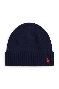 Детская хлопковая шапка Polo Ralph Lauren, темно-синий