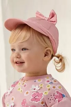 Детская хлопковая шапка с козырьком Mayoral, розовый