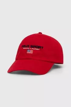 Детская хлопковая шапка с козырьком Polo Ralph Lauren, красный