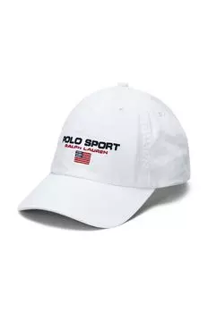 Детская хлопковая шапка с козырьком Polo Ralph Lauren, белый