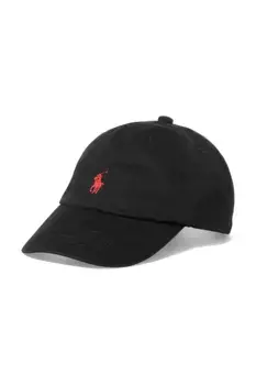 Детская хлопковая шапка с козырьком Polo Ralph Lauren, черный