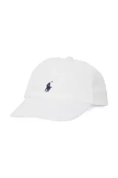 Детская хлопковая шапка с козырьком Polo Ralph Lauren, белый