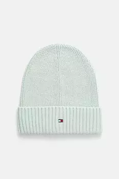 Детская хлопковая шапка Tommy Hilfiger, бирюзовый
