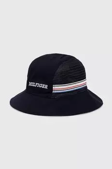 Детская хлопковая шапка Tommy Hilfiger, темно-синий