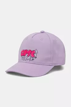 Детская хлопковая шапка United Colors of Benetton с козырьком, фиолетовый