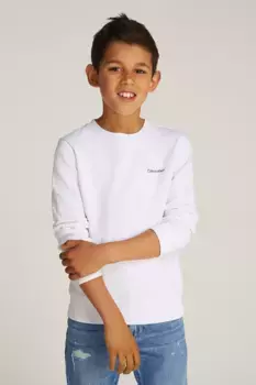 Детская хлопковая толстовка 0 Calvin Klein Jeans, белый
