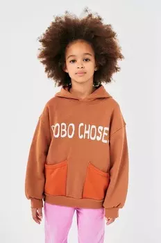 Детская хлопковая толстовка Bobo Choses, коричневый