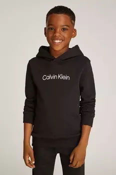 Детская хлопковая толстовка Calvin Klein Jeans, черный