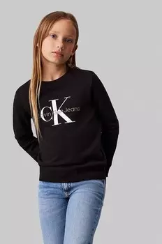 Детская хлопковая толстовка Calvin Klein Jeans, черный