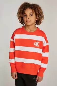 Детская хлопковая толстовка Calvin Klein Jeans, красный
