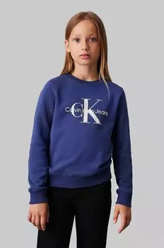 Детская хлопковая толстовка Calvin Klein Jeans, синий