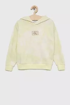 Детская хлопковая толстовка Calvin Klein Jeans, зеленый