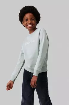 Детская хлопковая толстовка Calvin Klein Jeans, зеленый
