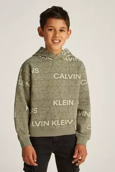 Детская хлопковая толстовка Calvin Klein Jeans, зеленый