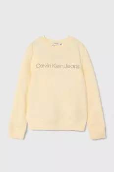 Детская хлопковая толстовка Calvin Klein Jeans, желтый