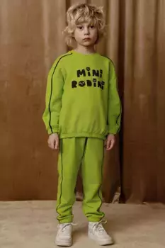 Детская хлопковая толстовка Cats Mini Rodini, зеленый