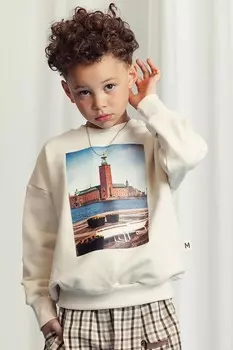 Детская хлопковая толстовка City hall Mini Rodini, бежевый
