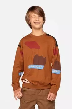 Детская хлопковая толстовка Coccodrillo, коричневый