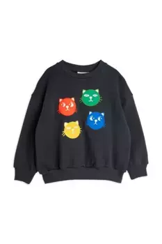 Детская хлопковая толстовка Cool Cats Mini Rodini, черный