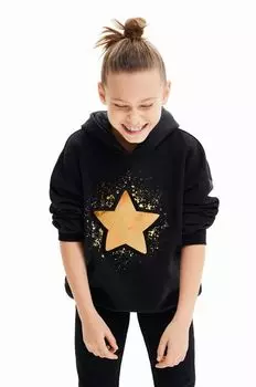 Детская хлопковая толстовка Desigual, черный