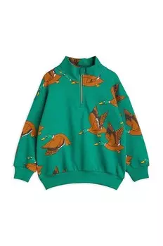Детская хлопковая толстовка Ducks Mini Rodini, зеленый