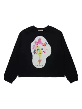 Детская хлопковая толстовка Marni Kids, черный