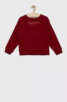Детская хлопковая толстовка Pepe Jeans, бордовый