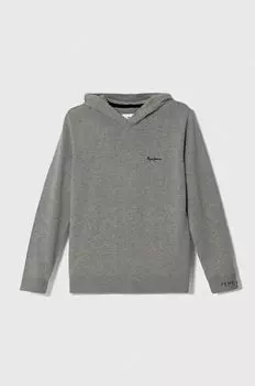 Детская хлопковая толстовка Pepe Jeans, серый