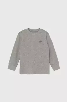 Детская хлопковая толстовка с длинными рукавами adidas Originals, серый