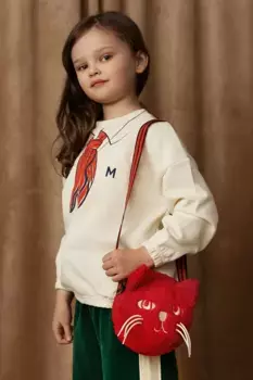 Детская хлопковая толстовка с шарфом Mini Rodini, бежевый