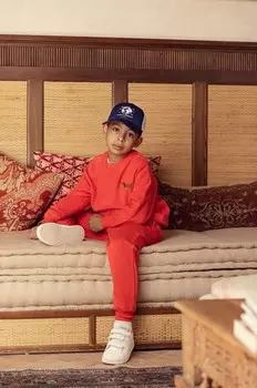 Детская хлопковая толстовка с собакой Mini Rodini, красный