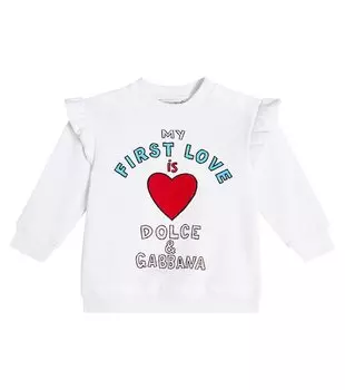 Детская хлопковая толстовка с вышивкой Dolce&Gabbana Kids, белый