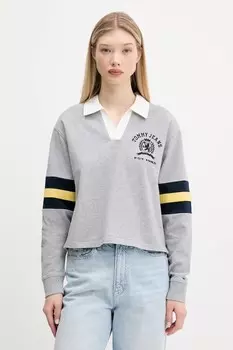 Детская хлопковая толстовка Tommy Jeans, серый