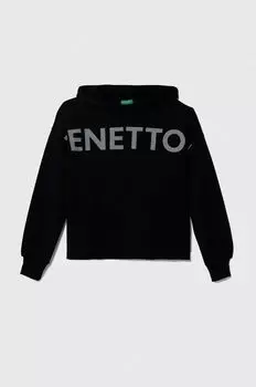 Детская хлопковая толстовка United Colors of Benetton, черный