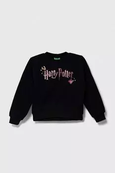 Детская хлопковая толстовка United Colors of Benetton, черный