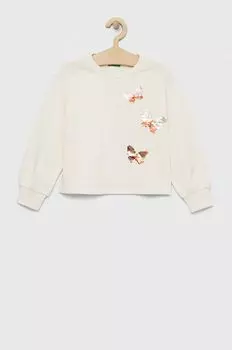 Детская хлопковая толстовка United Colors of Benetton, бежевый