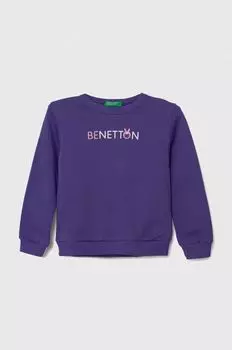 Детская хлопковая толстовка United Colors of Benetton, фиолетовый