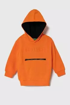Детская хлопковая толстовка United Colors of Benetton, оранжевый