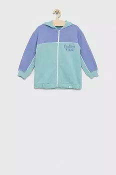 Детская хлопковая толстовка United Colors of Benetton, бирюзовый