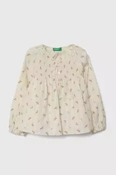 Детская хлопковая толстовка United Colors of Benetton, бежевый