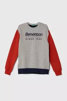 Детская хлопковая толстовка United Colors of Benetton, серый