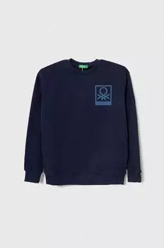 Детская хлопковая толстовка United Colors of Benetton, темно-синий