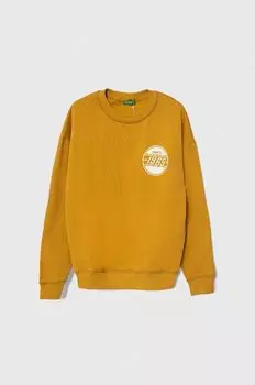Детская хлопковая толстовка United Colors of Benetton, желтый